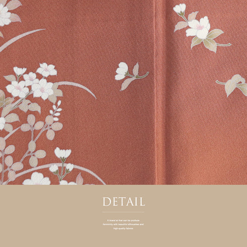 訪問着 リサイクル 身丈162.8cm 裄65.6cm 袷 草花柄 ピンク Lサイズ 正絹 広衿 Sランク