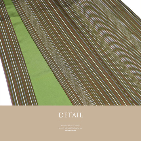 小紋 リサイクル 身丈169.5cm 裄64.4cm 袷 デザイン縞柄 ブラウン LLサイズ お洒落 しつけ糸 正絹 広衿 Sランク