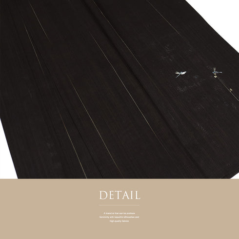 紬 リサイクル 夏着物 身丈161cm 裄66.8cm 夏物 夏物 刺繍 パールトーン加工済 縞模様 トンボ柄 ブラウン Lサイズ カジュアル お洒落 正絹 広衿 Sランク