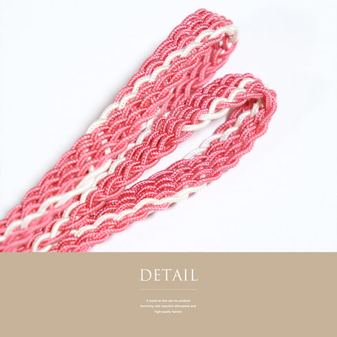 帯締め リサイクル カジュアル 平組紐 ピンク 正絹 新品・未使用品 夏物