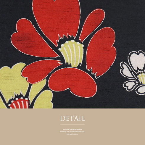 名古屋帯 リサイクル 帯丈373cm ポイント柄 花柄 ブラック Mサイズ 正絹 Sランク カジュアル お洒落