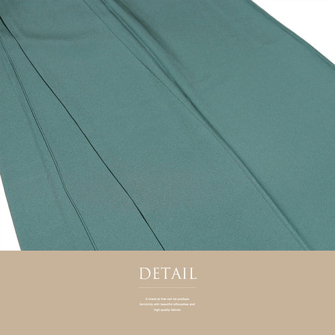 色無地 リサイクル 身丈159.5cm 裄66.4cm 袷 グリーン Mサイズ お洒落 カジュアル しつけ糸 正絹 広衿 地紋なし Sランク