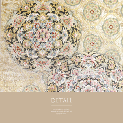 袋帯 リサイクル 帯丈436cm 六通 華文柄 唐花柄 蜀江柄 ゴールド Mサイズ 正絹 Sランク フォーマル セミフォーマル