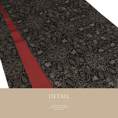 紬 リサイクル 身丈163cm 裄64.8cm 袷 葡萄唐草柄 ブラウン Lサイズ お洒落 カジュアル しつけ糸 正絹 広衿 Sランク