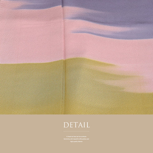 付下げ リサイクル 身丈161.8cm 裄64.4cm 袷 段染め 多色 Lサイズ お洒落 一つ紋 正絹 広衿 Aランク