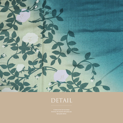 付下げ リサイクル 身丈147.5cm 裄63.8cm 袷 結城紬 五月みどりプロデュース 花柄 ブルー SSサイズ お洒落 正絹 広衿 Sランク