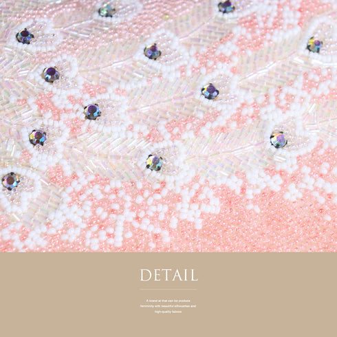 バッグ ピンク ビーズ Sランク 孔雀の羽柄