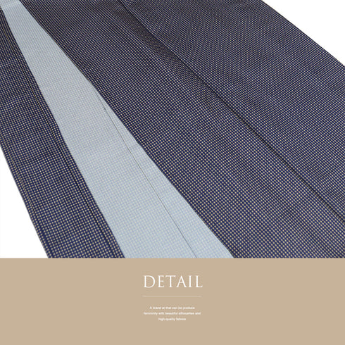 小紋 リサイクル 身丈154cm 裄62.4cm 単衣 後身頃居敷当て付き ネイビー Sサイズ お洒落 カジュアル ポリエステル 洗える着物 広衿 Sランク