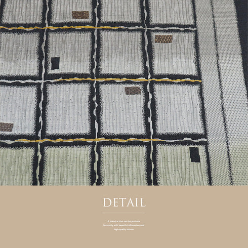 袋帯 リサイクル 帯丈432cm 全通 横段ぼかしに格子柄 多色 Sサイズ 正絹 新品・未使用品 お洒落