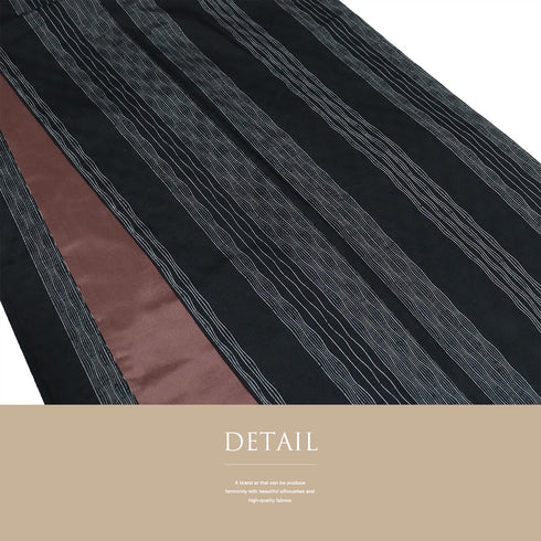 紬 リサイクル 身丈166cm 裄67.2cm 袷 よろけじま柄 三代目市三郎 ブラック LLサイズ お洒落 証紙 しつけ糸 正絹 広衿 Sランク