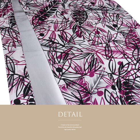 小紋 リサイクル 身丈158cm 裄64.4cm 袷 南国リーフ柄 グレー Mサイズ お洒落 カジュアル 正絹 広衿 Sランク