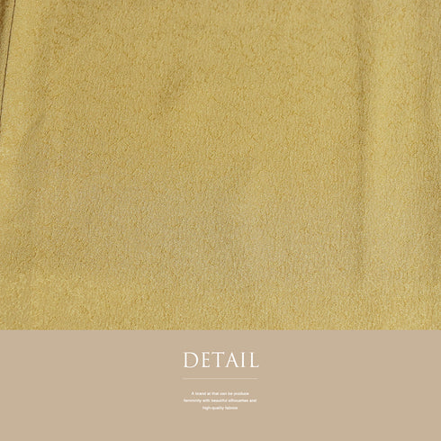 色無地 リサイクル 身丈159cm 裄63.4cm 袷 イエロー Mサイズ フォーマル お洒落 落款 一つ紋 正絹 広衿 地紋あり Sランク