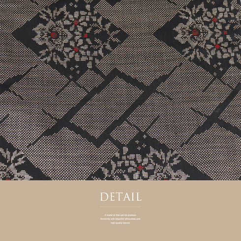 紬 リサイクル 身丈163cm 裄65.4cm 袷 菱に花柄 ブラウン Lサイズ カジュアル お洒落 正絹 広衿 Sランク