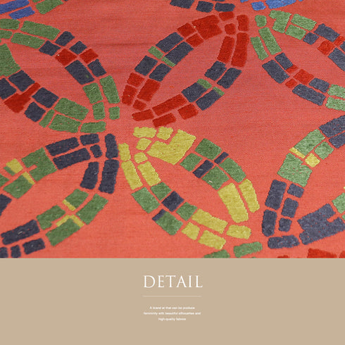 本袋帯 リサイクル 帯丈428cm 六通 デザイン七宝柄 レッド Sサイズ 正絹 Sランク お洒落