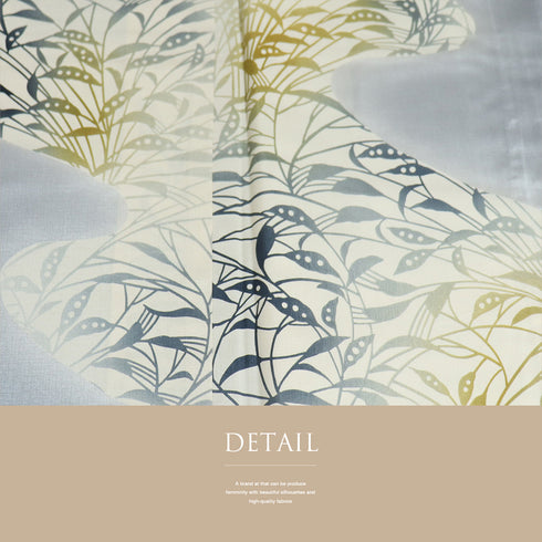 付下げ リサイクル 身丈159.3cm 裄65.4cm 単衣 紬 植物柄 後身頃居敷当て付き グレー Mサイズ お洒落 正絹 広衿 Sランク