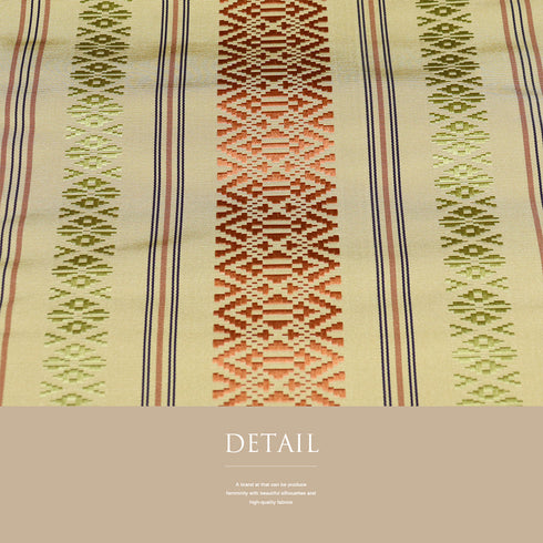 名古屋帯 リサイクル 帯丈365cm 全通 献上柄 イエロー Mサイズ 正絹 Sランク カジュアル お洒落