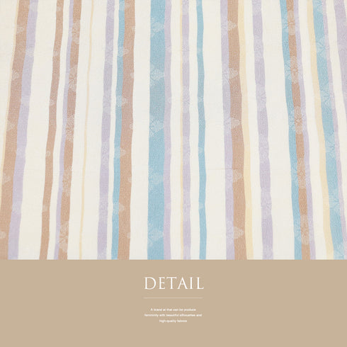 小紋 リサイクル 身丈166.8cm 裄64.4cm 袷 縞柄 ベージュ LLサイズ お洒落 カジュアル 正絹 広衿 Aランク