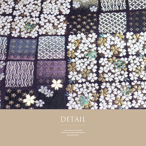 袋帯 リサイクル 帯丈452cm 六通 ポイント柄 石畳に花柄 螺鈿 ブラック Lサイズ 正絹 Sランク フォーマル