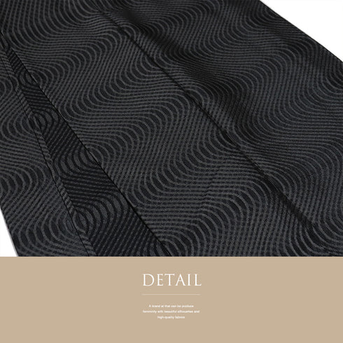 小紋 リサイクル 夏着物 身丈160.5cm 裄62.4cm 夏物 曲線柄 ブラック Lサイズ カジュアル お洒落 不明 広衿 Sランク