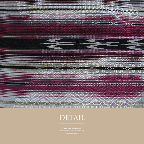 名古屋帯 リサイクル 帯丈380cm 全通 西陣花織 幾何学柄 パープル Lサイズ 正絹 未使用品 お洒落