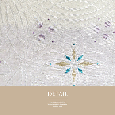 袋帯 リサイクル 帯丈448cm 六通 横段ぼかしにデザイン花文柄 夏物 アイボリー Mサイズ 混合 新品・未使用品 フォーマル