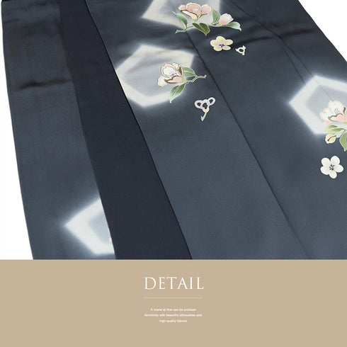 訪問着 リサイクル 身丈164.5cm 裄66.4cm 袷 金駒刺繍 花柄 グレー Lサイズ お洒落 しつけ糸 正絹 広衿 Sランク