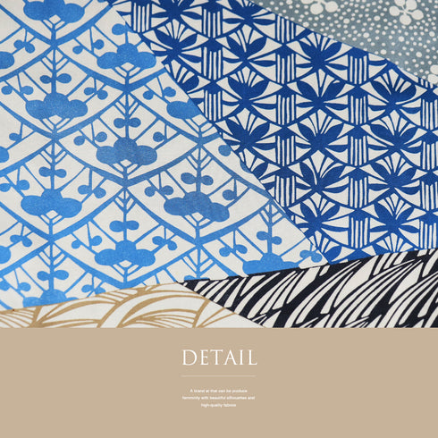 付下げ リサイクル 身丈155.7cm 裄64.6cm 袷 紬 梅鉢模様に裂取り柄 染め ブルー Mサイズ お洒落 正絹 広衿 Aランク