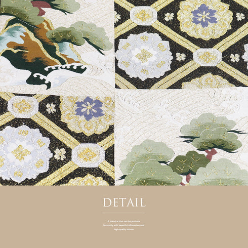 袋帯 リサイクル 帯丈458cm ポイント柄 蜀江に波や松柄 ゴールド Lサイズ 正絹 新品・未使用品 フォーマル セミフォーマル