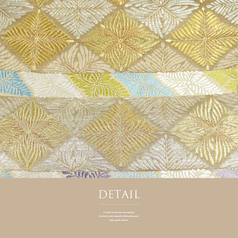 袋帯 リサイクル 帯丈450cm 六通 松葉柄 西陣織1011 ゴールド Lサイズ 正絹 Sランク フォーマル セミフォーマル