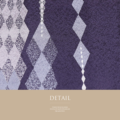 小紋 リサイクル 身丈152cm 裄64cm 袷 菱つなぎ柄 地紋 松本伸 パープル Sサイズ お洒落 カジュアル 正絹 バチ衿 Aランク