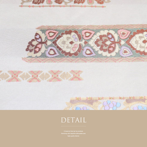 名古屋帯 リサイクル 帯丈380.5cm ポイント柄 花唐草柄 ベージュ Lサイズ 不明 Aランク お洒落