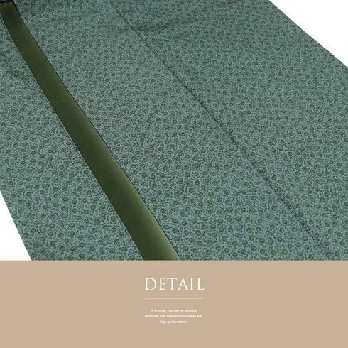 小紋 リサイクル 身丈171.2cm 裄66.4cm 袷 小花柄 グリーン LLサイズ お洒落 カジュアル 正絹 広衿 Sランク