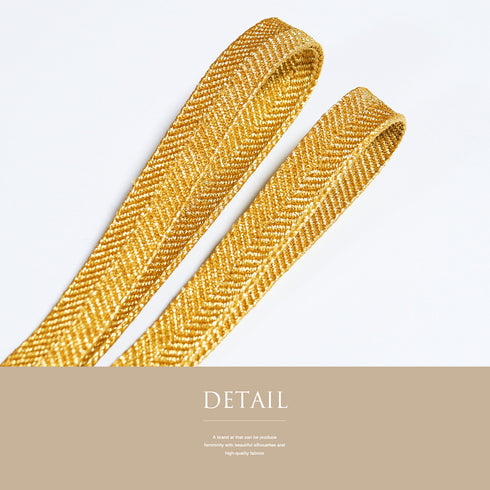 帯締め リサイクル セミフォーマル 平組紐 ゴールド 正絹 新品・未使用品 純金糸 皇結び