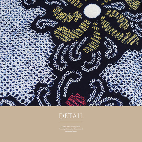 浴衣 リサイクル 夏着物 身丈147.5cm 裄63cm 夏物 絞り 花柄 ネイビー SSサイズ カジュアル 木綿 洗える着物 バチ衿 Aランク