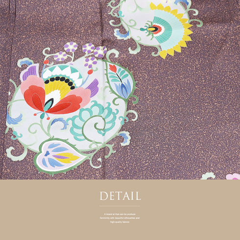 訪問着 リサイクル 身丈152.2cm 裄67.6cm 袷 たたき柄 パープル Sサイズ お洒落 正絹 広衿 Sランク