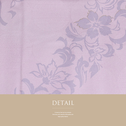 小紋 リサイクル 身丈158.8cm 裄65.2cm 袷 花唐草柄 地紋 箔 パープル Mサイズ お洒落 カジュアル 正絹 広衿 Aランク