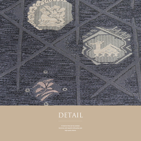 京袋帯 リサイクル 帯丈364cm 六通 兎や鹿柄 地紋 ブラック Mサイズ 正絹 Sランク お洒落 カジュアル