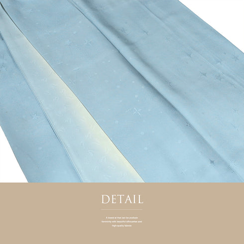 色無地 リサイクル 身丈160.8cm 裄64.6cm 袷 星柄 ブルー Lサイズ セミフォーマル お洒落 一つ紋 正絹 広衿 地紋あり Bランク