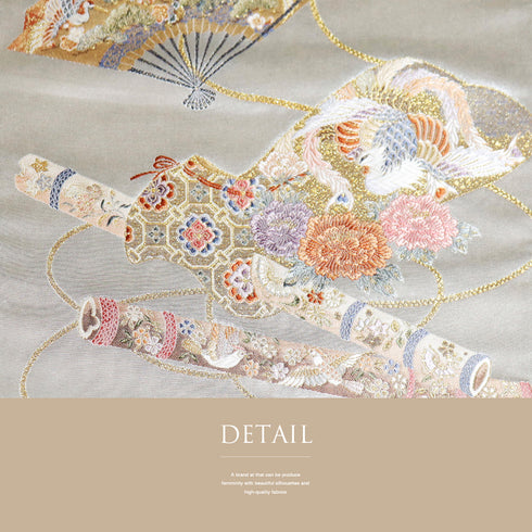 袋帯 リサイクル 帯丈438cm 六通 ポイント柄 長嶋織物 瀞銀錦 桃山の響 シルバー Mサイズ 正絹 Sランク フォーマル