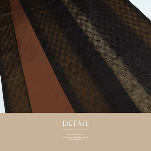 紬 リサイクル 身丈166cm 裄66.3cm 袷 立涌地紋 縞模様 ブラウン LLサイズ カジュアル 正絹 広衿 Sランク