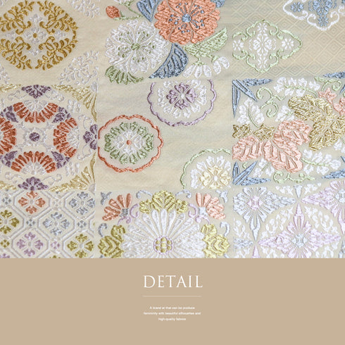 袋帯 リサイクル 帯丈440cm 六通 有職文様 刺繍 アイボリー Mサイズ 正絹 Sランク フォーマル セミフォーマル