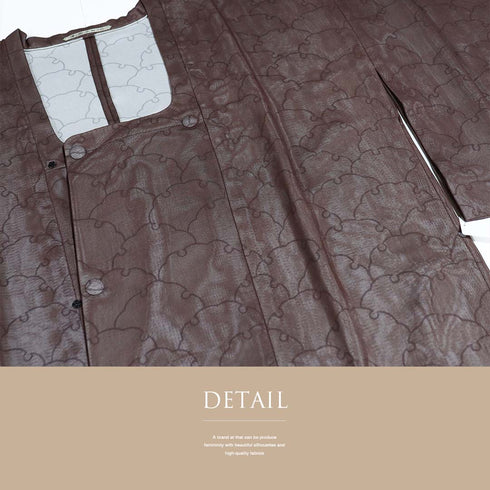 紗 リサイクル 都衿コート 袷 Mサイズ Sランク 雪輪 青海波模様 お洒落 コート丈85cm 裄66.6cm 正絹 HA-292