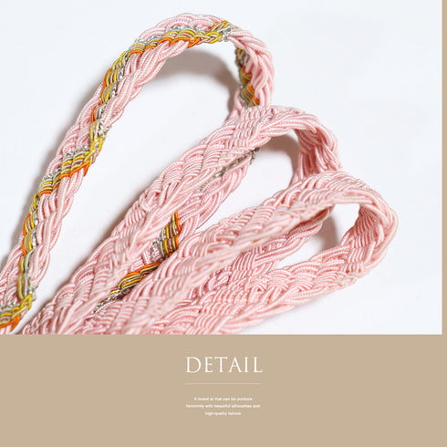 帯締め リサイクル カジュアル 手組紐 ピンク 正絹 新品・未使用品 夏物