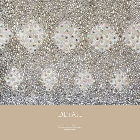 バッグ リサイクル お洒落 シルバー ビーズ Aランク 幾何学模様 横幅19cm 高さ19cm マチ6cm