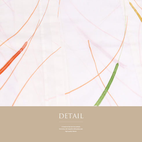 小紋 リサイクル 夏着物 身丈159.5cm 裄63.4cm 絽 稲穂柄 アイボリー Mサイズ カジュアル 不明 広衿 Sランク