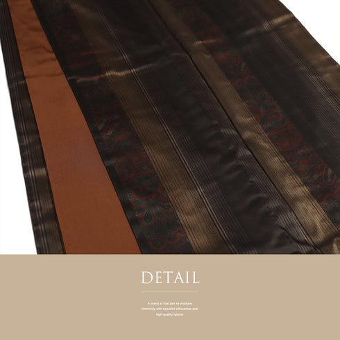 紬 リサイクル 身丈159cm 裄65.2cm 袷 大島紬 縞に一部染め模様 ブラウン Mサイズ カジュアル お洒落 証紙 しつけ糸 正絹 広衿 Sランク