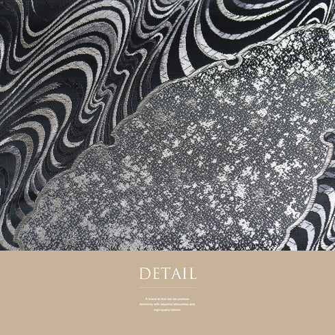 袋帯 リサイクル 帯丈448cm 六通 新小石丸 松煙染 変形雪輪に流水柄 ブラック Mサイズ 正絹 Sランク お洒落