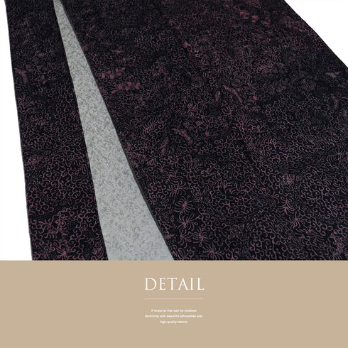 小紋 リサイクル 身丈156.2cm 裄62.6cm 袷 唐草模様 輝宝織 パープル Mサイズ お洒落 カジュアル 正絹 広衿 Sランク