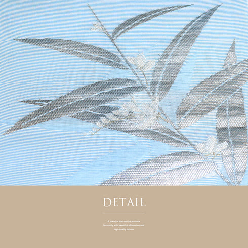 名古屋帯 リサイクル 帯丈372cm ポイント柄 8寸 植物柄 絽 ブルー Mサイズ 不明 Bランク カジュアル