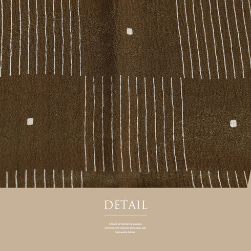 帯揚げ リサイクル お洒落 綸子 正絹 ブラウン 縦縞のデザイン市松 新品・未使用品 AG-1214